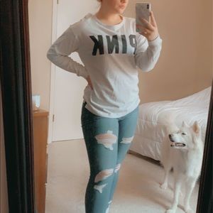 PINK long sleeve backless top